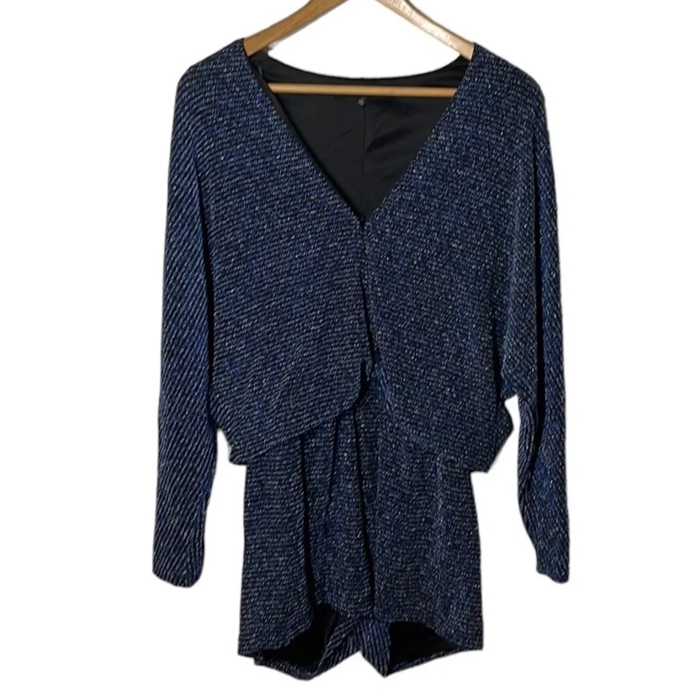 Endless Rose - Long Sleeve Sparkly Black and Blue Romper - Size Small - Picture 1 of 8